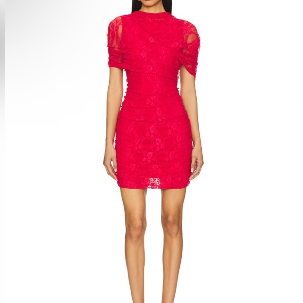 Amanda Uprichard Hot Pink Lace Mini Dress